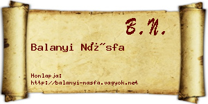 Balanyi Násfa névjegykártya